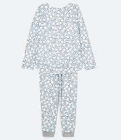 Pijama Toque Suave Manga Longa e Calça com Estampa de Coelhos - Renner