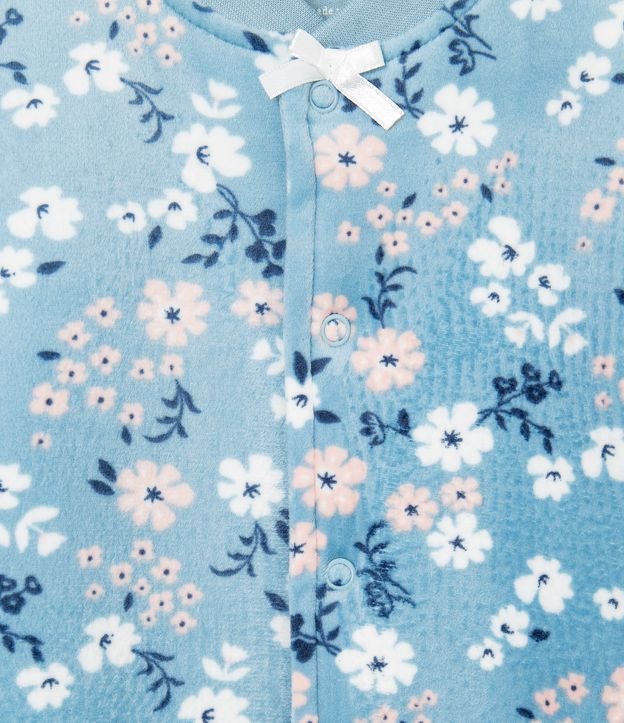 Mono Infantil en Plush Floral con Forro Malla - Talle 0 a 18 meses  Azul 3