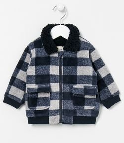 Jaqueta Infantil em Fleece com Gola Sherpa - Tam 3 a 18 meses