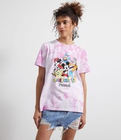 Camiseta Manga Curta Alongada Tie Dye Estampa Mickey's Friends 