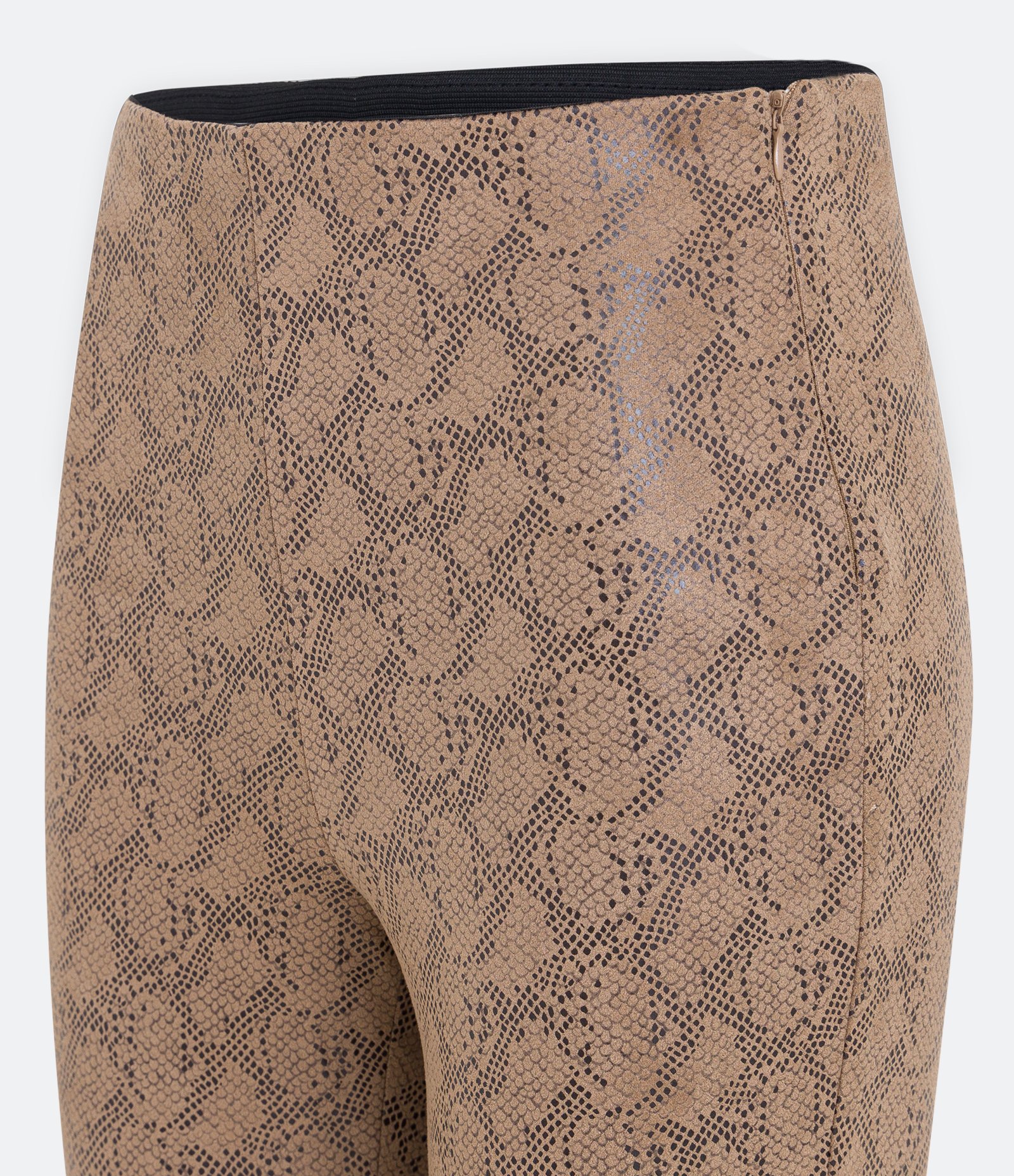 Calça Legging Animal Print com Ziper Lateral Bege 8