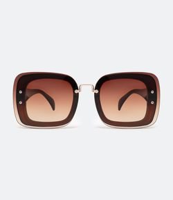 Óculos de Sol Feminino Quadrado Detalhe em Sobretom