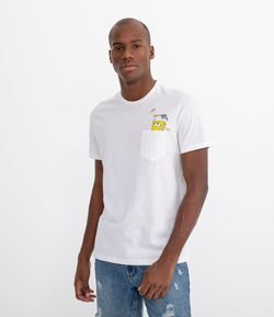 Camiseta Manga Curta Estampa Bob Esponja com Bolso