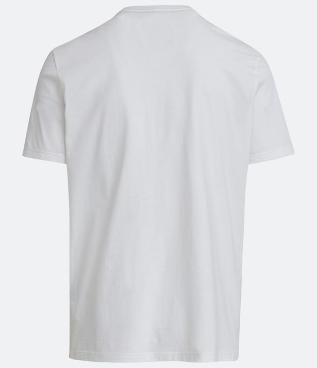 Camiseta Manga Curta com Estampa em Listras Lettering Branco 7