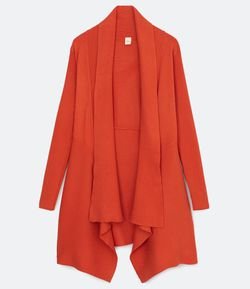 Cardigan Alongado Liso em Tricô