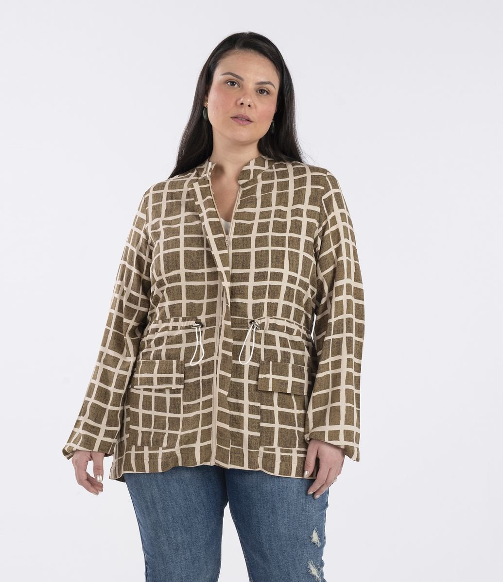 casaco xadrez plus size