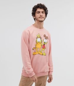 Camiseta Manga Longa com Estampa Garfield 