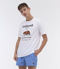 Camiseta Estampa Urso da Califórnia com Lettering Estilizado 