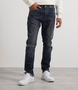 Calça Jeans Skinny Liso com Detalhe no Joelho 