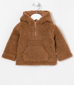 Blusão Infantil em Fleece Capuz com Orelhinhas - Tam 0 a 18 meses