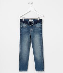 Calça Infantil em Jeans com Cinto - Tam 5 a 14 anos