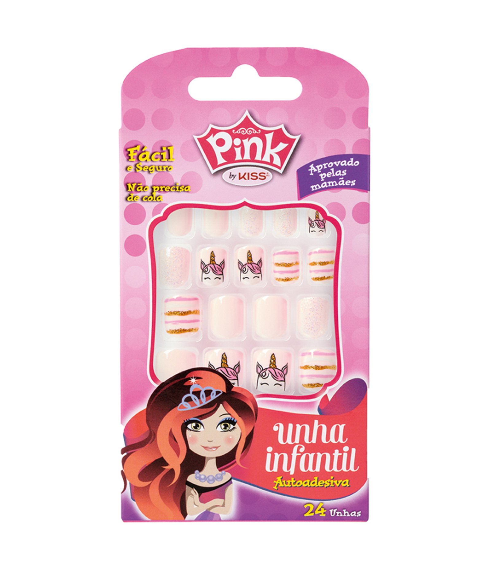 Unhas Autoadesivas Kiss Pink Unicórnio 1