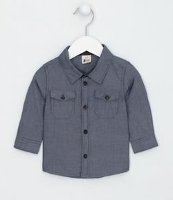 Camisa Infantil Lisa com Bolsos em Tricoline - Tam 3 a 18 meses