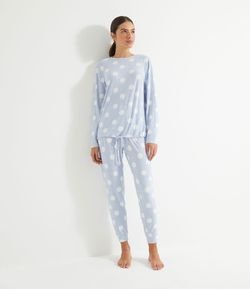 Pijama Manga Longa Toque Suave Estampa Poá 