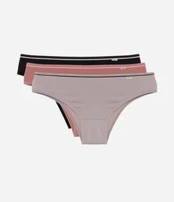 Kit 03 Calcinhas Biquíni em Microfibra com Cós Elástico DelRio