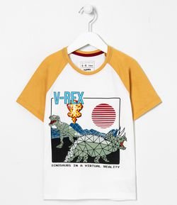 Camiseta Infantil Estampa Dino Game - Tam 5 a 14 anos