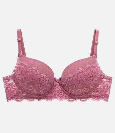 Sutiã Base com Bojo Oco em Renda Floral Menor preço em Sutiã Base com Bojo Oco em Renda Floral