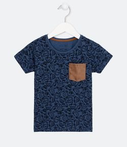 Camiseta Infantil Estampada com Bolso em Fake Suede - Tam 1 a 5 anos