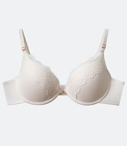 Sutiã Push Up em Microfibra Texturizada com Renda