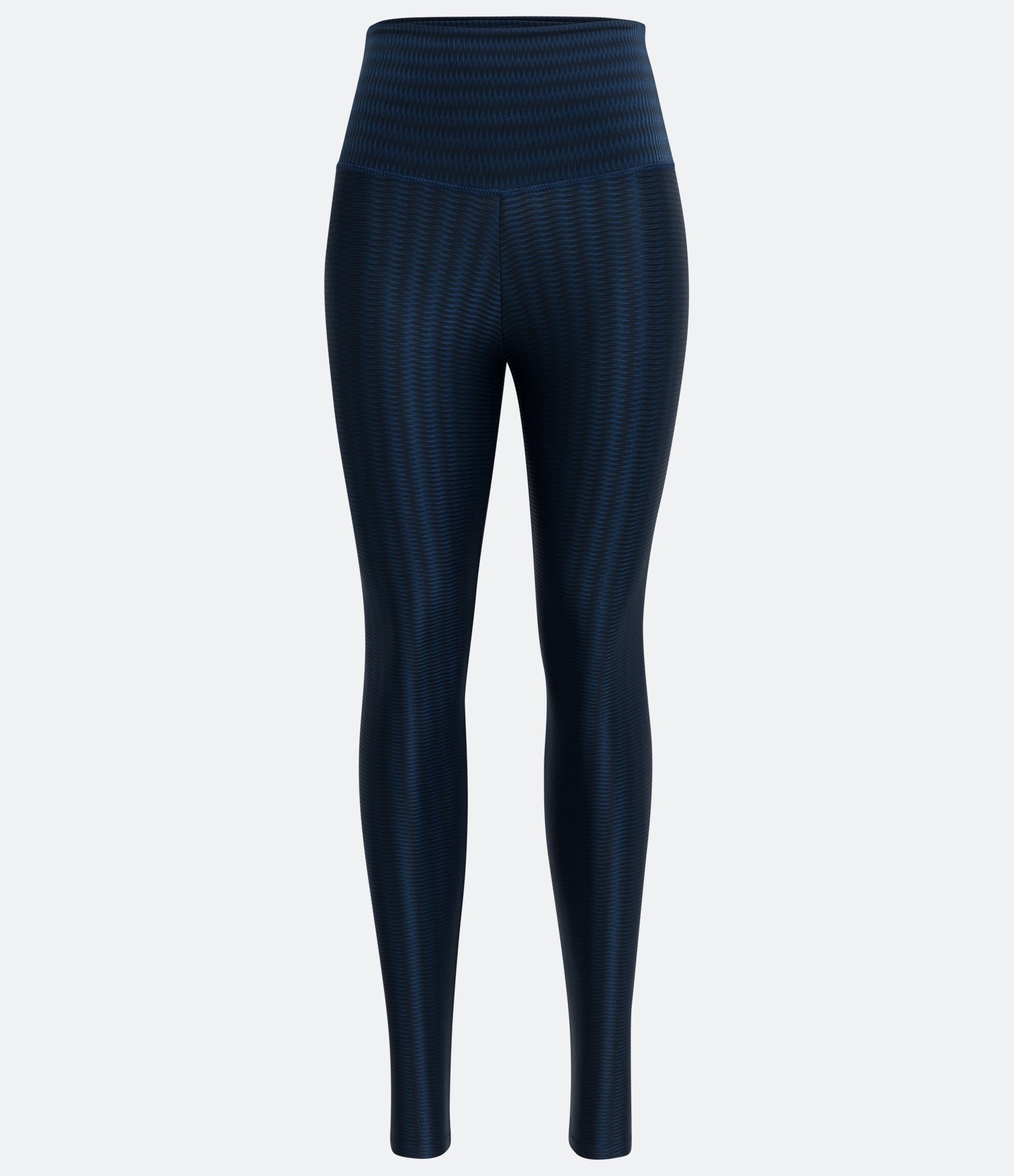Calça Legging Esportiva em Poliamida Texturizada com Brilho e Cós Alto Azul Marinho 4