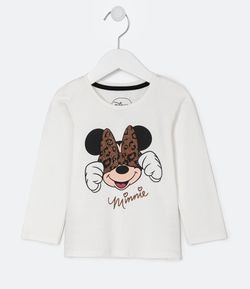 Camiseta Infantil Estampa Minnie com Laço Brilhoso - Tam 1 a 6 anos