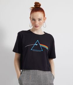 Blusa Cropped Estampa Pink Floyd