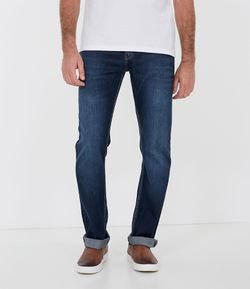 Calça Jeans Reta com Linha Contrastante 