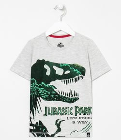 Camiseta Infantil Estampa Dinossauro Jurassic Park - Tam 5 a 14 anos