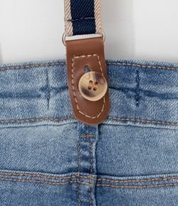 Calça Infantil em Jeans com Suspensorio - Tam 0 a 18 meses