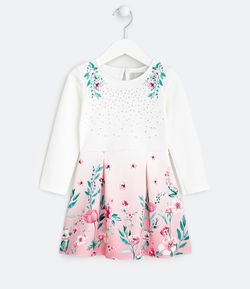 Vestido Infantil com Textura Estampa Floral - Tam 1 a 5 anos