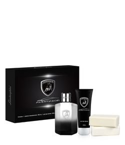 Kit Perfume Lamborghini Aventador Masculino + Gel de Banho + Sabonetes