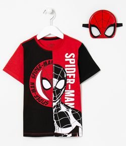 Camiseta Infantil Estampa do Homem Aranha com Máscara - Tam 3 a 10 anos