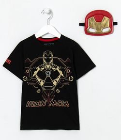 Camiseta Manga Curta Infantil Estampa Homem de Ferro - Tam 4 a 10 anos 