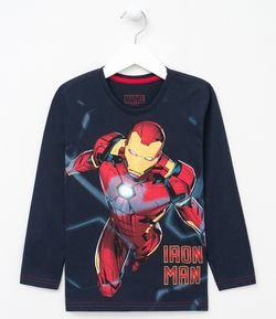 Camiseta Manga Longa Infantil Homem de Ferro - Tam 4 a 10