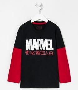 Camiseta Infantil Manga Longa Marvel - Tam 4 a 10 anos