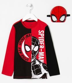 Camiseta Infantil Estampa do Homem Aranha e Máscara - Tam 3 a 10 anos