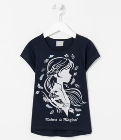 Camiseta Infantil Estampa Anna Frozen com Glitter - Tam 2 a 14 anos