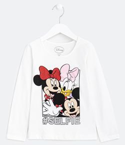 Camiseta Manga Longa Infantil Selfie Disney - Tam 5 a 14 anos 