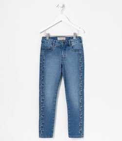 Calça Infantil em Jeans com Tachas - Tam 5 a 14 anos