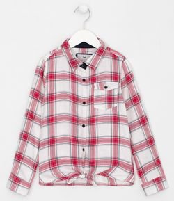Camisa Infantil Estampa Xadrez com Nó - Tam 5 a 14 anos
