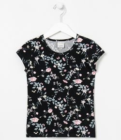 Camiseta Infantil Floral - Tam 5 a 14 anos