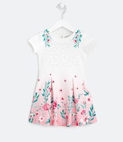 Vestido Infantil com Textura Estampa Floral - Tam 1 a 5 anos