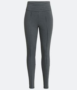 Calça em Malha com Padronagem Pied-de-poule e Zíper Lateral