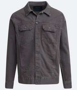 Jaqueta Trucker em Sarja com Bolsos