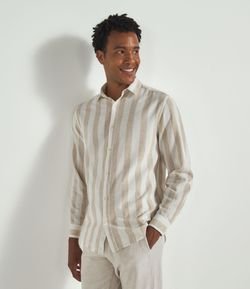 Camisa Listrada em Linho