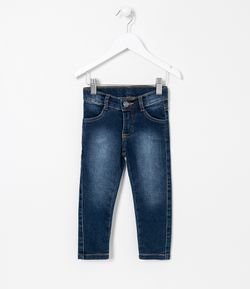 Calça Infantil em Jeans com Cinto Listrado - Tam 1 a 5 anos