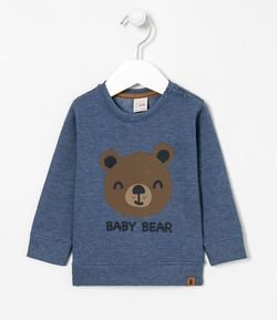 Blusão Infantil em Moletom Estampa de Urso - Tam 0 a 18 meses