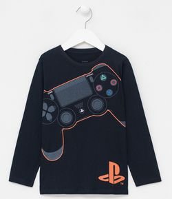 Camiseta Infantil Estampa Controle Playstations - Tam 5 a 14 anos