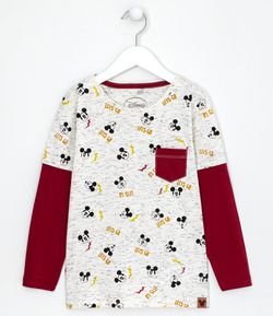 Camiseta Infantil Estampa Mickey com Bolso Frontal - Tam 1 a 4 anos