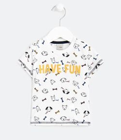 Camiseta Infantil Estampa de Cachorrinhos - Tam 0 a 18 meses